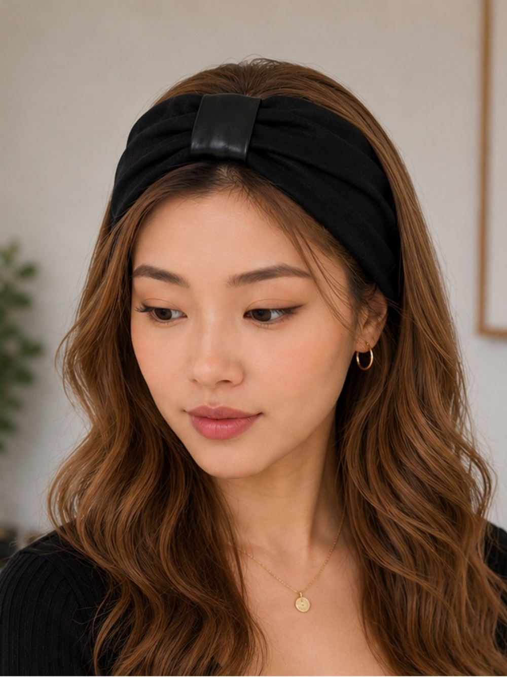 Faux Suede and Leather material headband